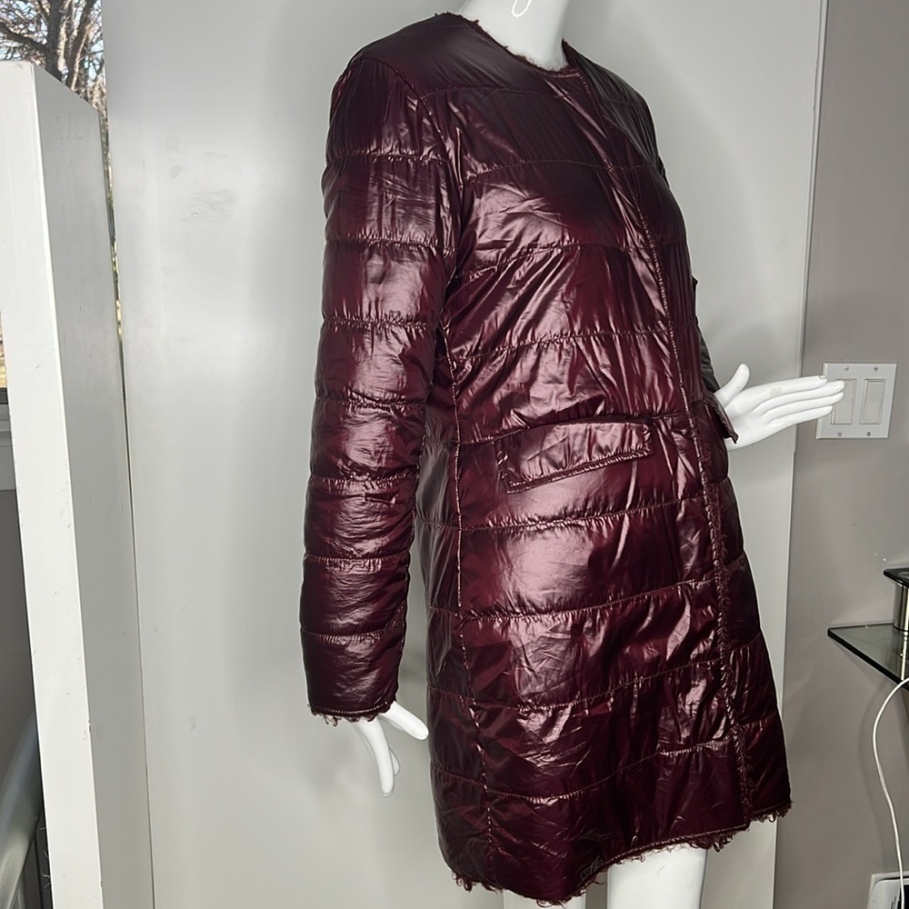 Via Spiga Sz S Reversible Puffer Faux Fur Snap Jacket Coat